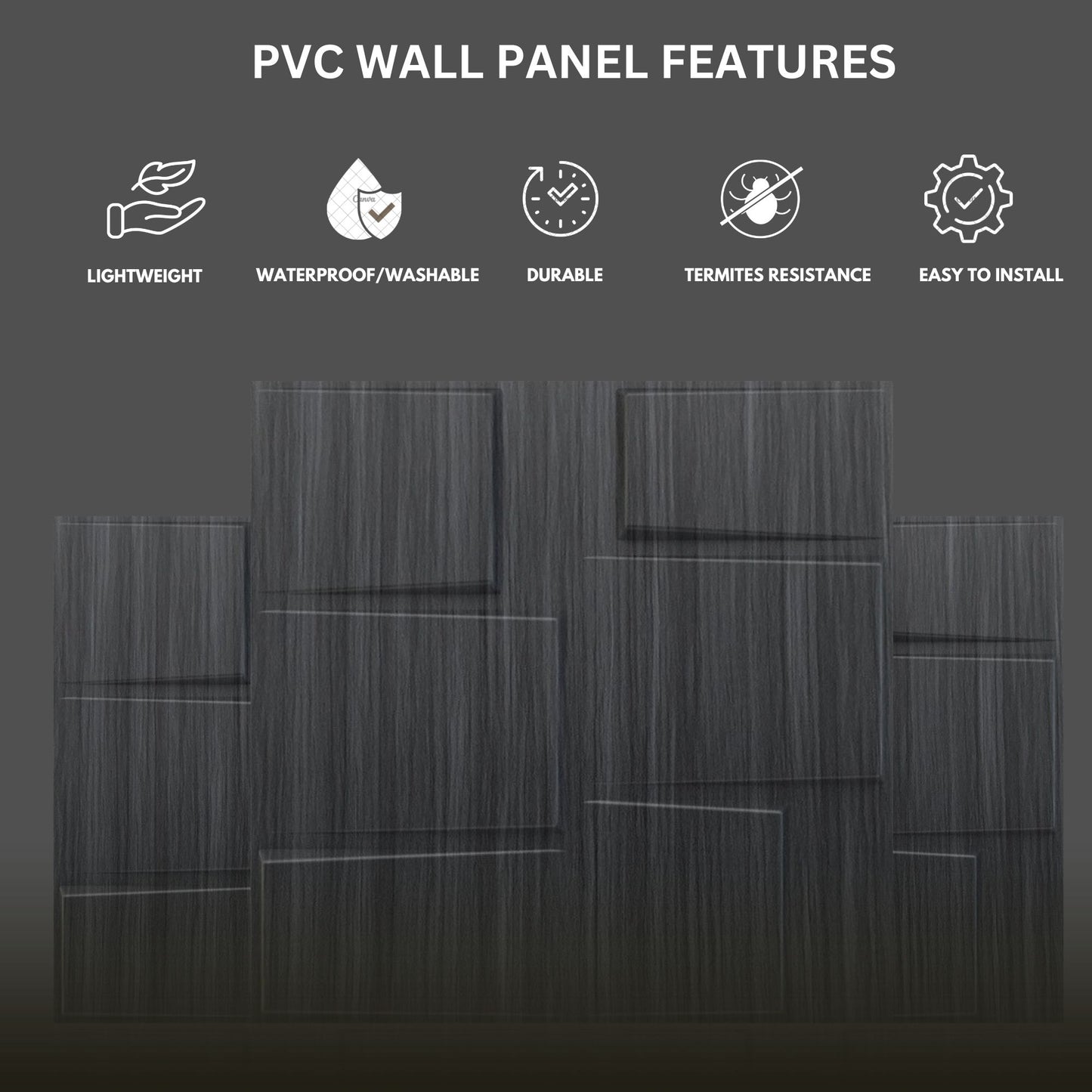 Gray Pine Wood Stream Design 3D Wall Panel-3