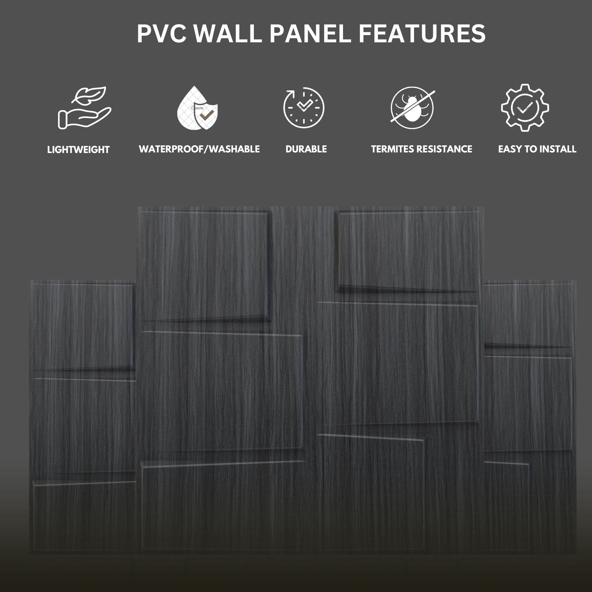 Gray Pine Wood Stream Design 3D Wall Panel-3