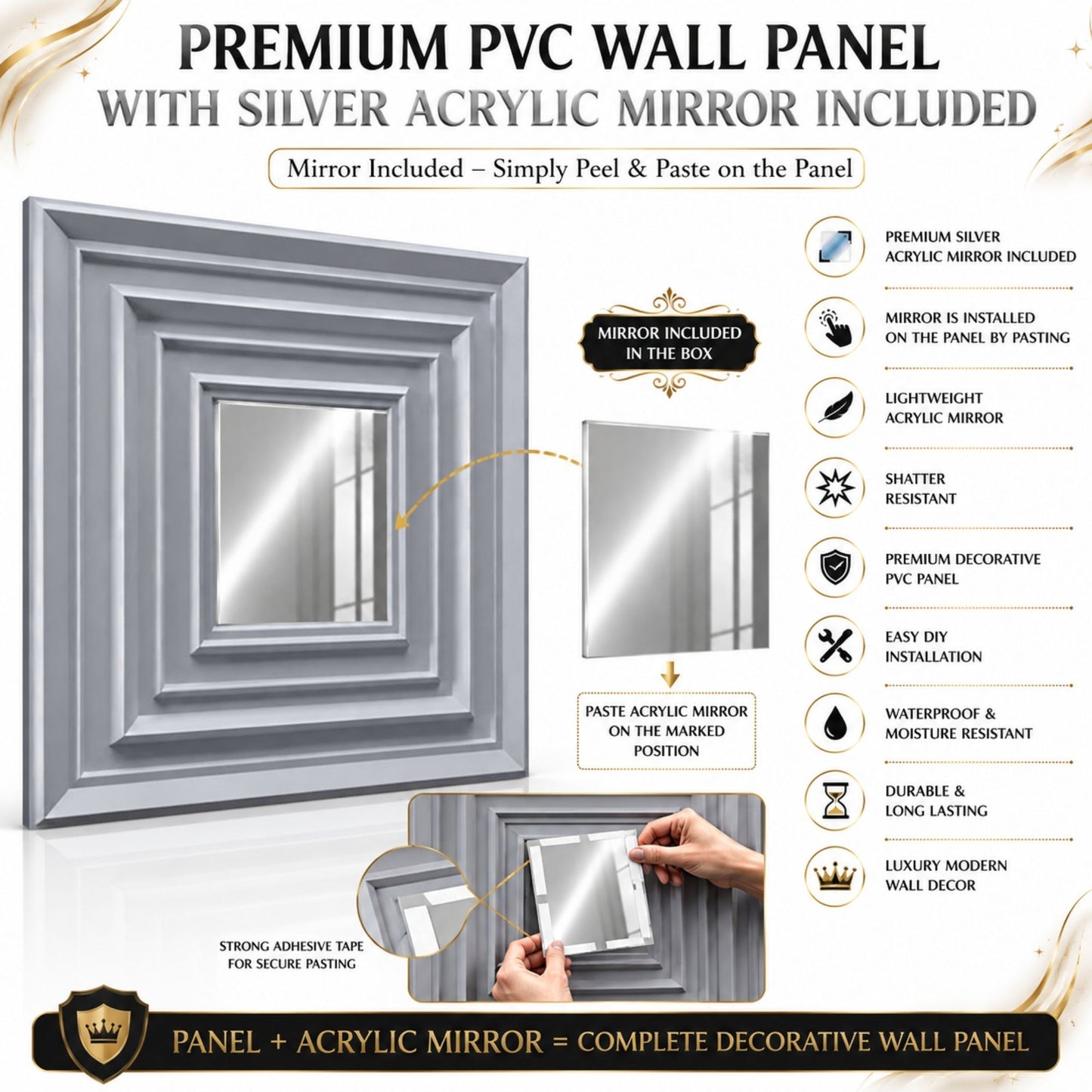 Gray Silver Accent Design Acrylic 3D Wall Panel-6