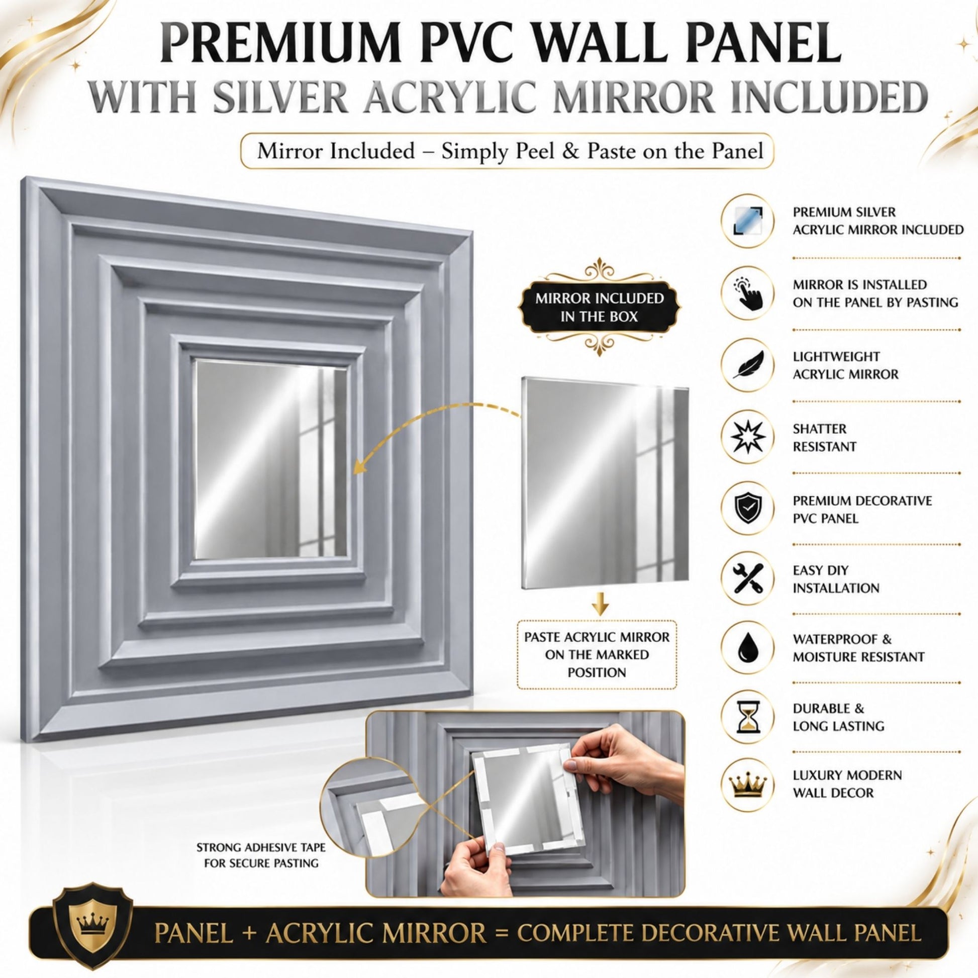 Gray Silver Accent Design Acrylic 3D Wall Panel-6