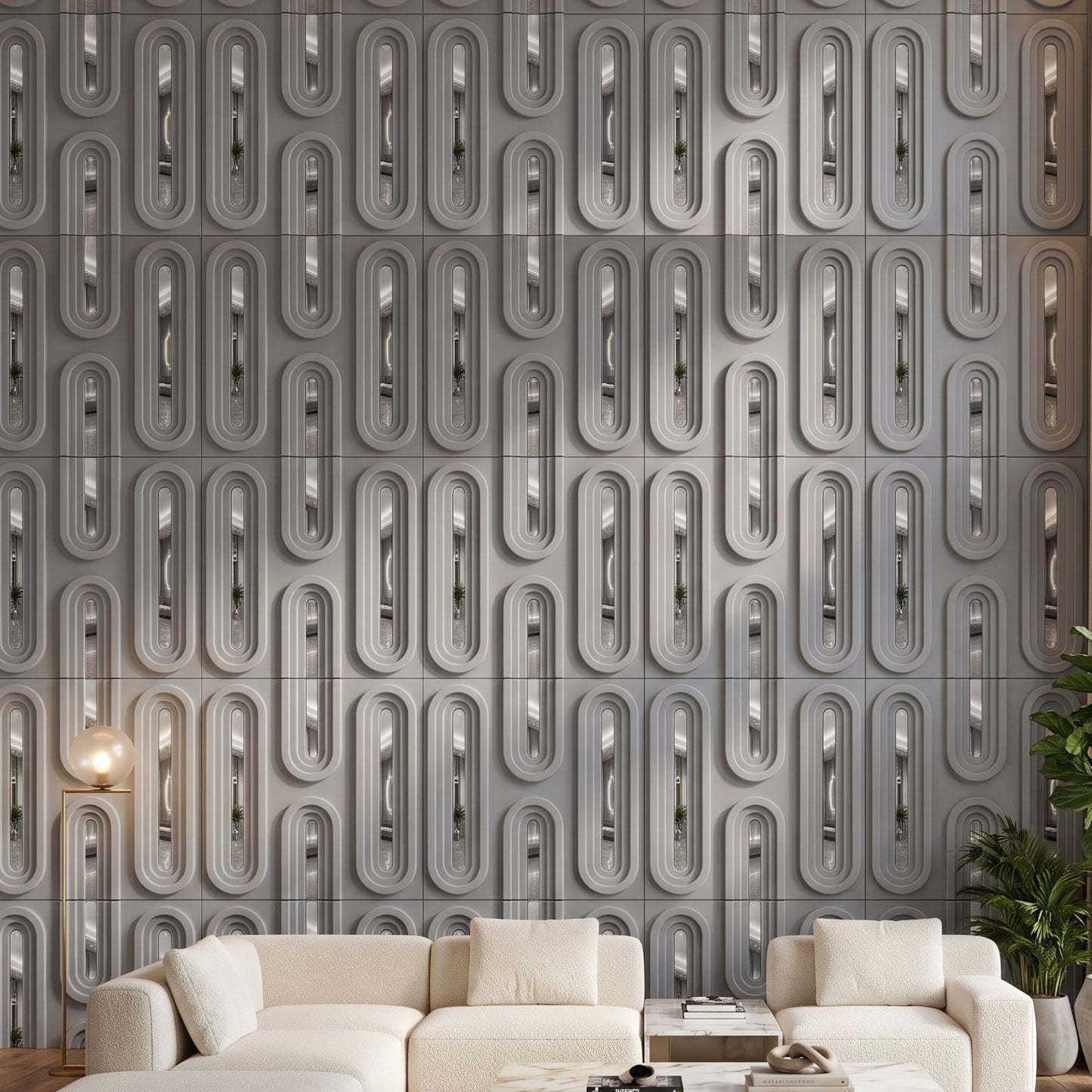 Gray Silver Acrylic Loops Design 3D Wall Panel-1