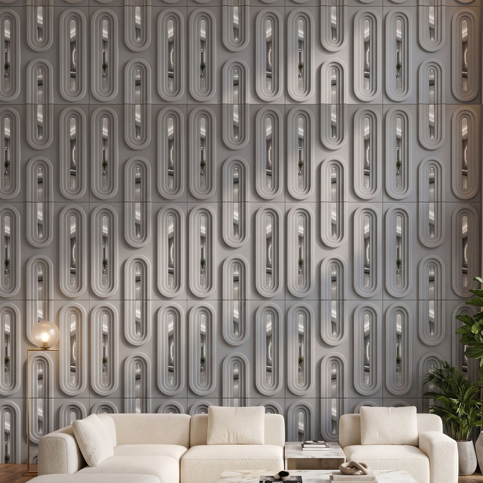 Gray Silver Acrylic Loops Design 3D Wall Panel-1