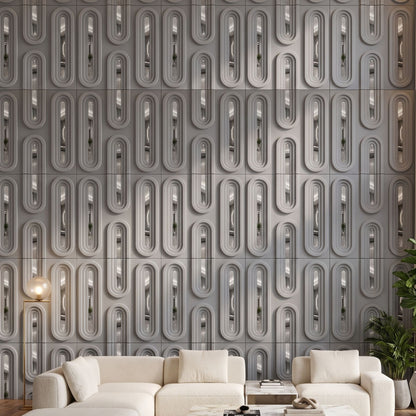 Gray Silver Acrylic Loops Design 3D Wall Panel-1