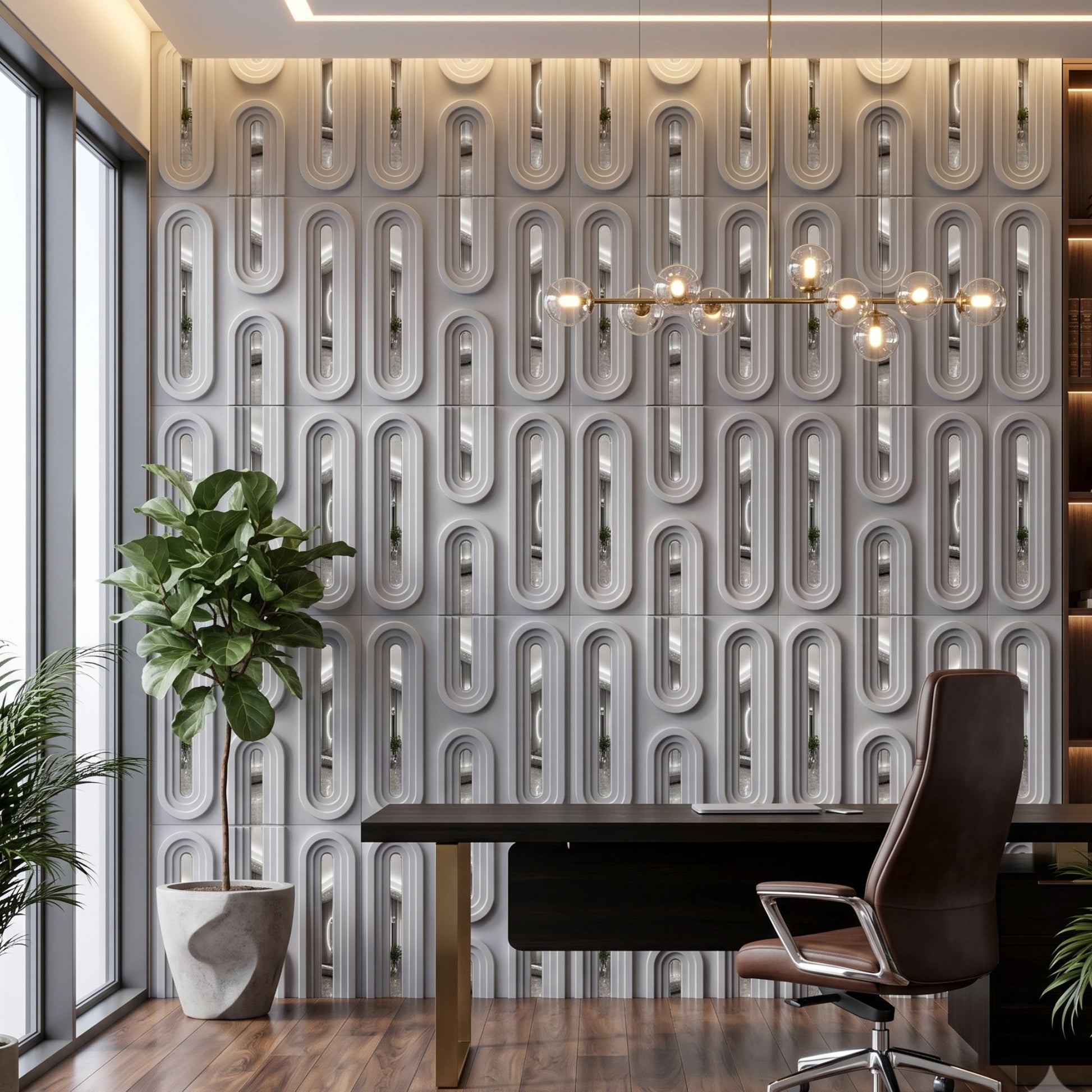 Gray Silver Acrylic Loops Design 3D Wall Panel-2