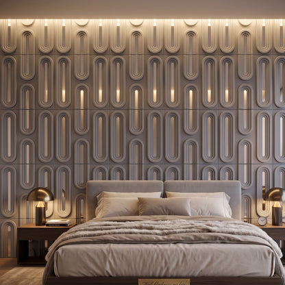 Gray Silver Acrylic Loops Design 3D Wall Panel-3