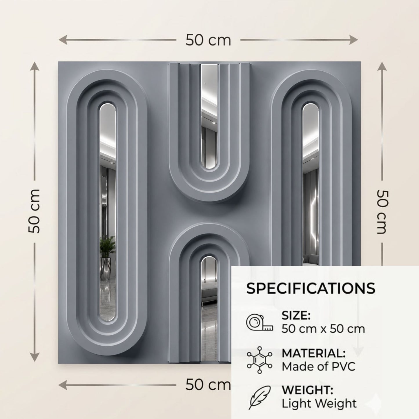 Gray Silver Acrylic Loops Design 3D Wall Panel-4