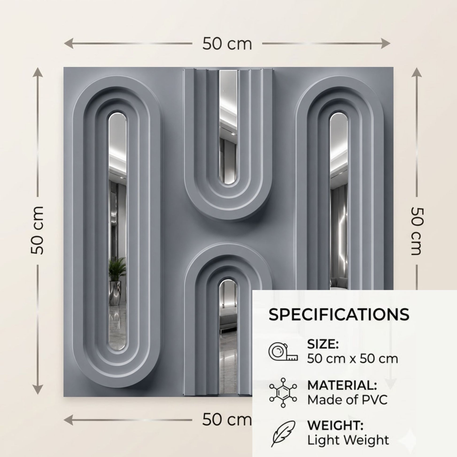 Gray Silver Acrylic Loops Design 3D Wall Panel-4