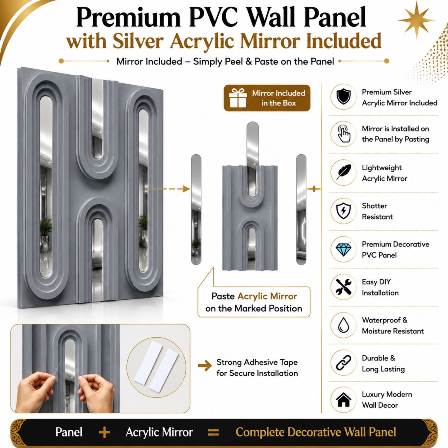 Gray Silver Acrylic Loops Design 3D Wall Panel-6
