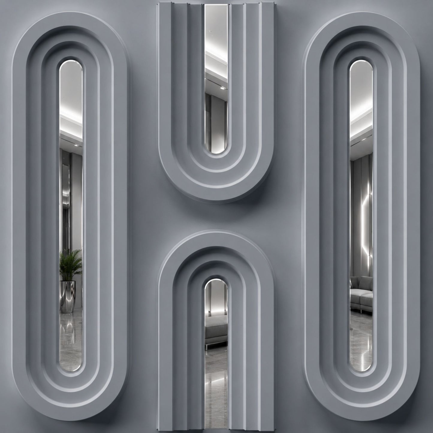 Gray Silver Acrylic Loops Design 3D Wall Panel