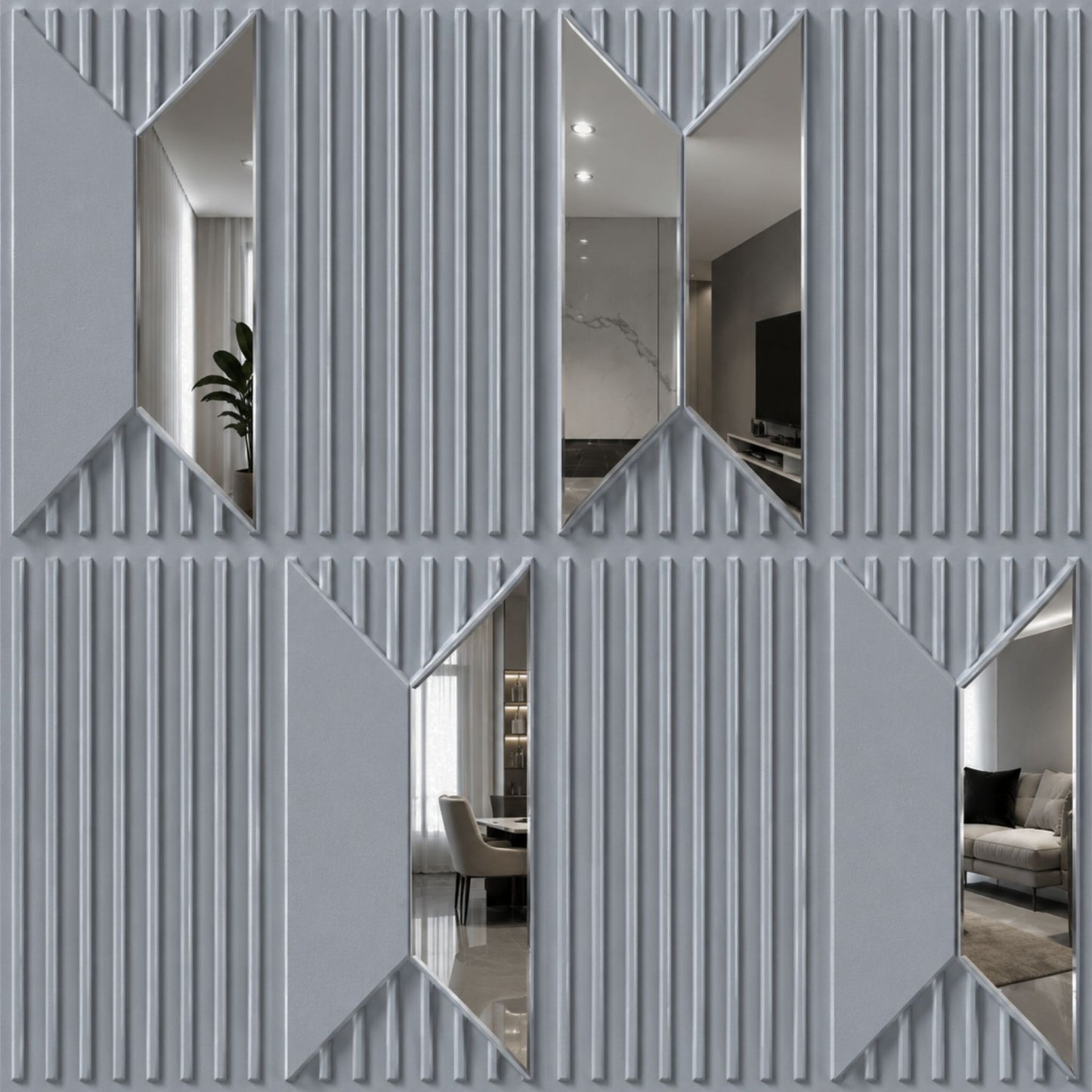 Gray Silver Artisan Design Acrylic 3D Wall Panel