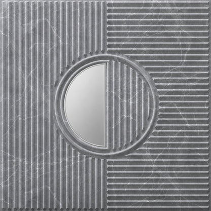 Grey Marble - Silver Self Adhesive PVC wall Panels Fluted Circle Design
