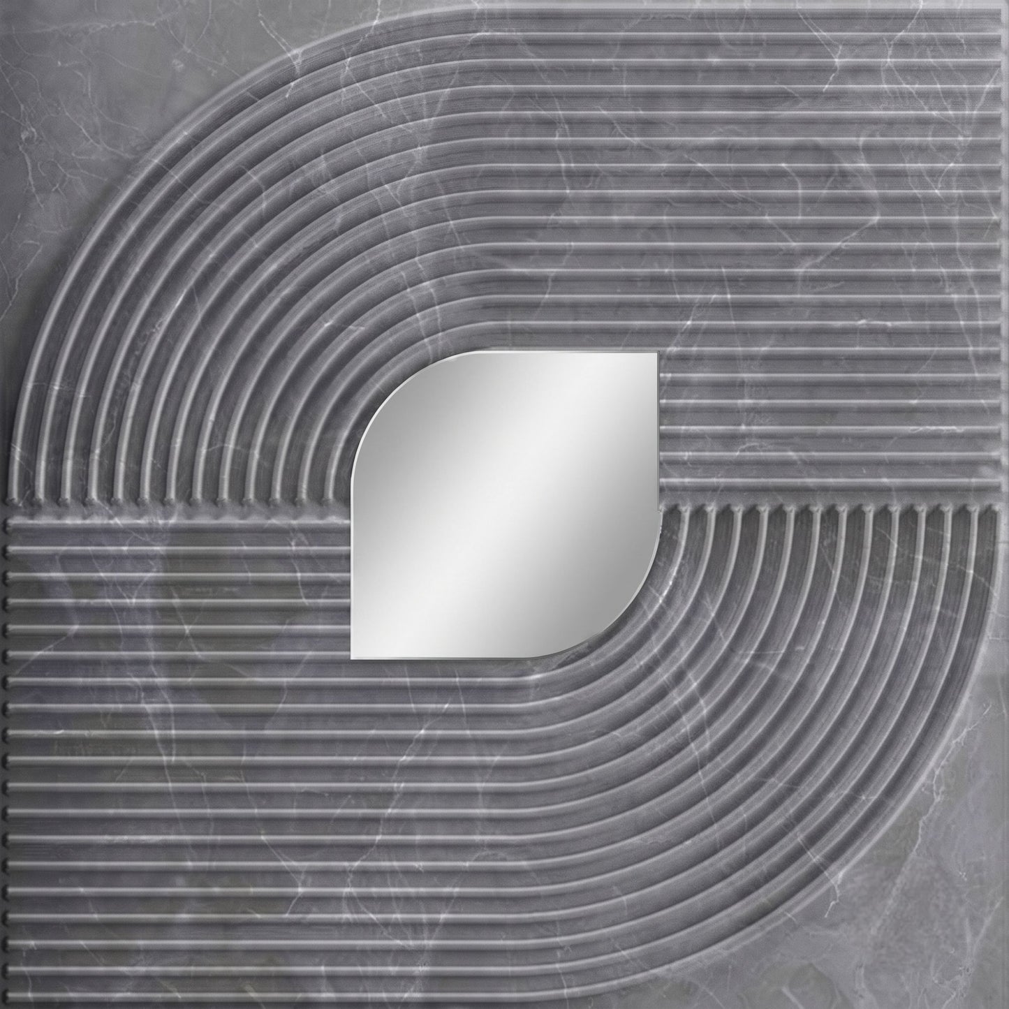 Grey Marble - Silver Self Adhesive PVC wall Panels Curve Line Design
