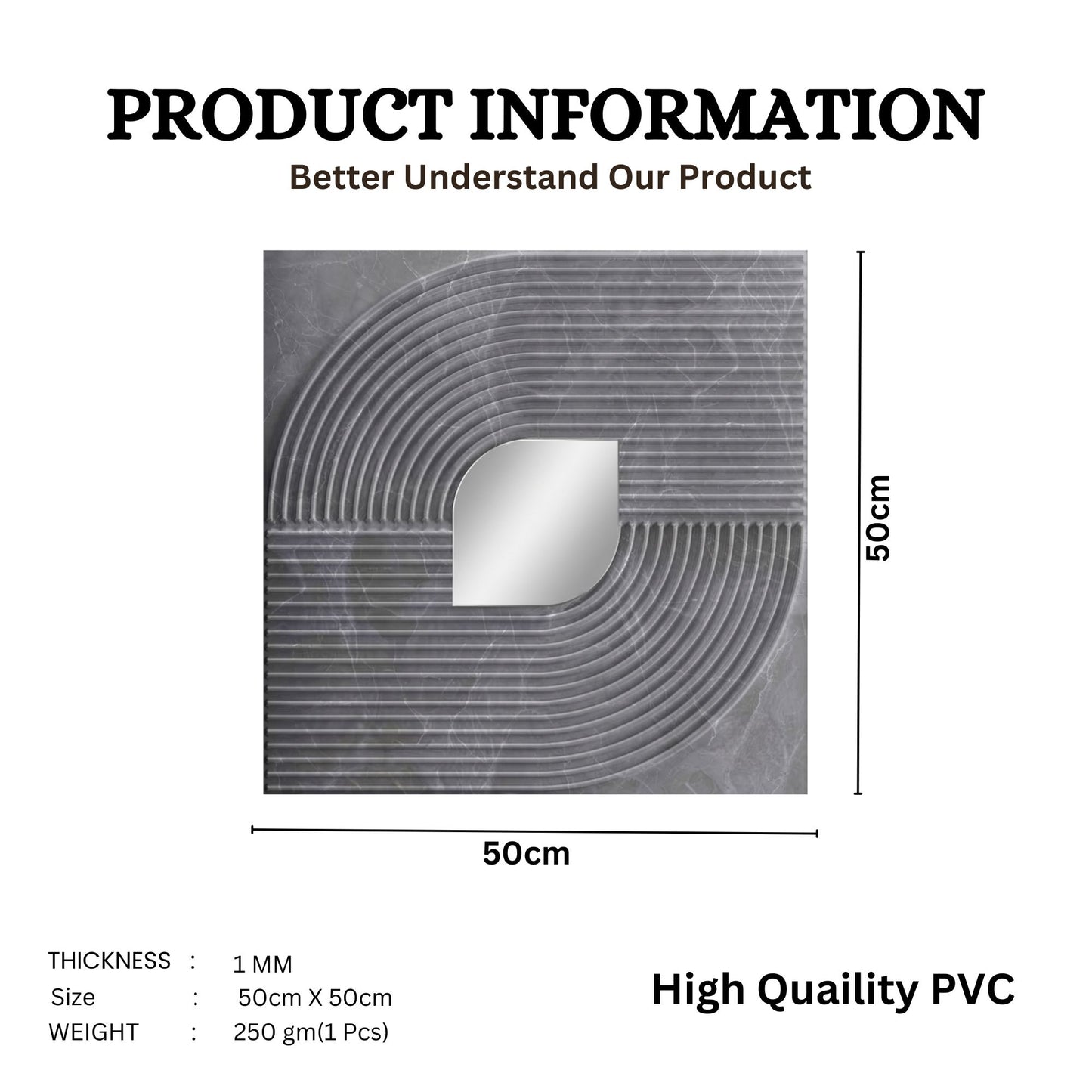 Grey Marble - Silver Self Adhesive PVC wall Panels Curve Line Design
