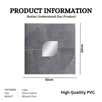 Grey Marble - Silver Self Adhesive PVC wall Panels Curve Line Design
