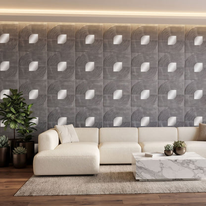 Grey Marble - Silver Self Adhesive PVC wall Panels Curve Line Design
