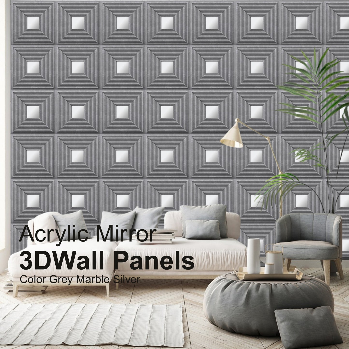 Grey Marble - Silver Self Adhesive Panels Line Design