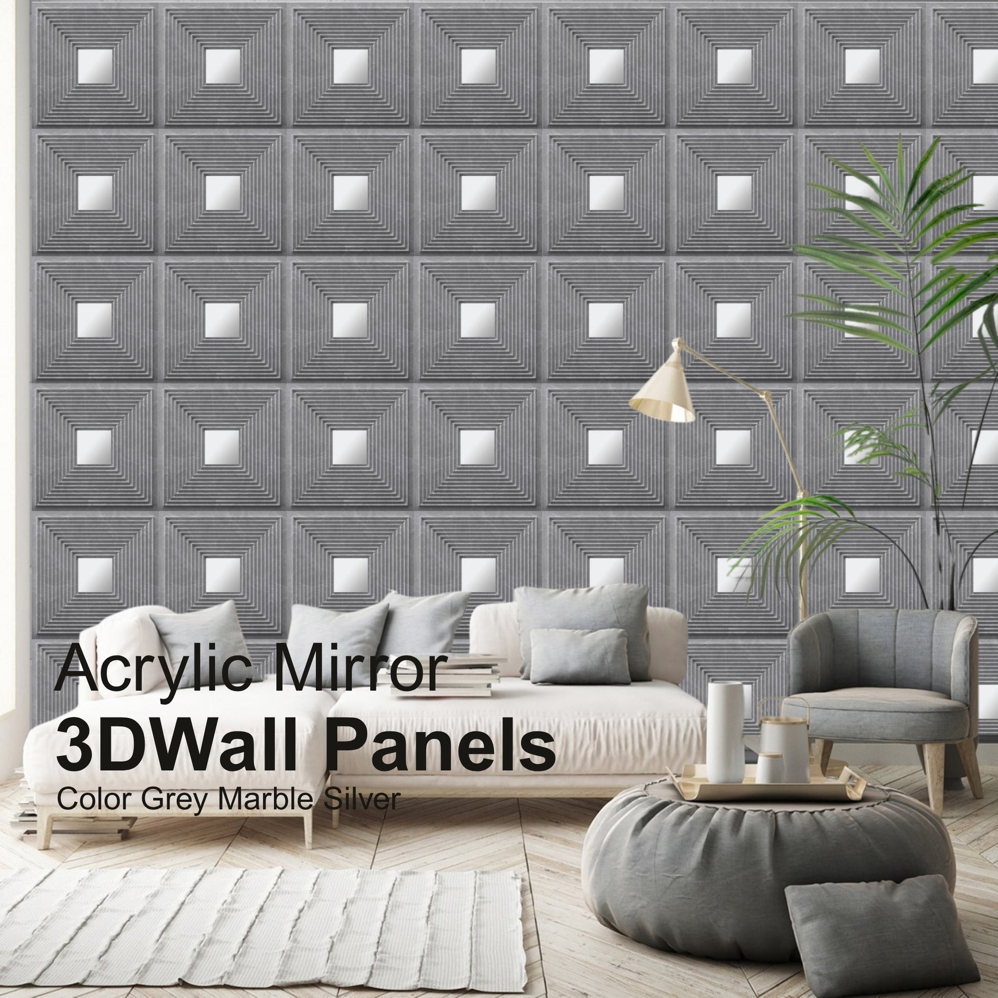 Grey Marble - Silver Self Adhesive Panels Line Design