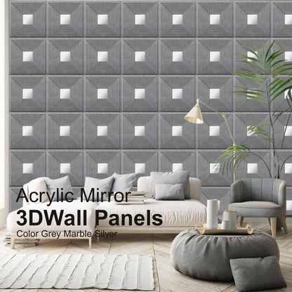 Grey Marble - Silver Self Adhesive Panels Line Design