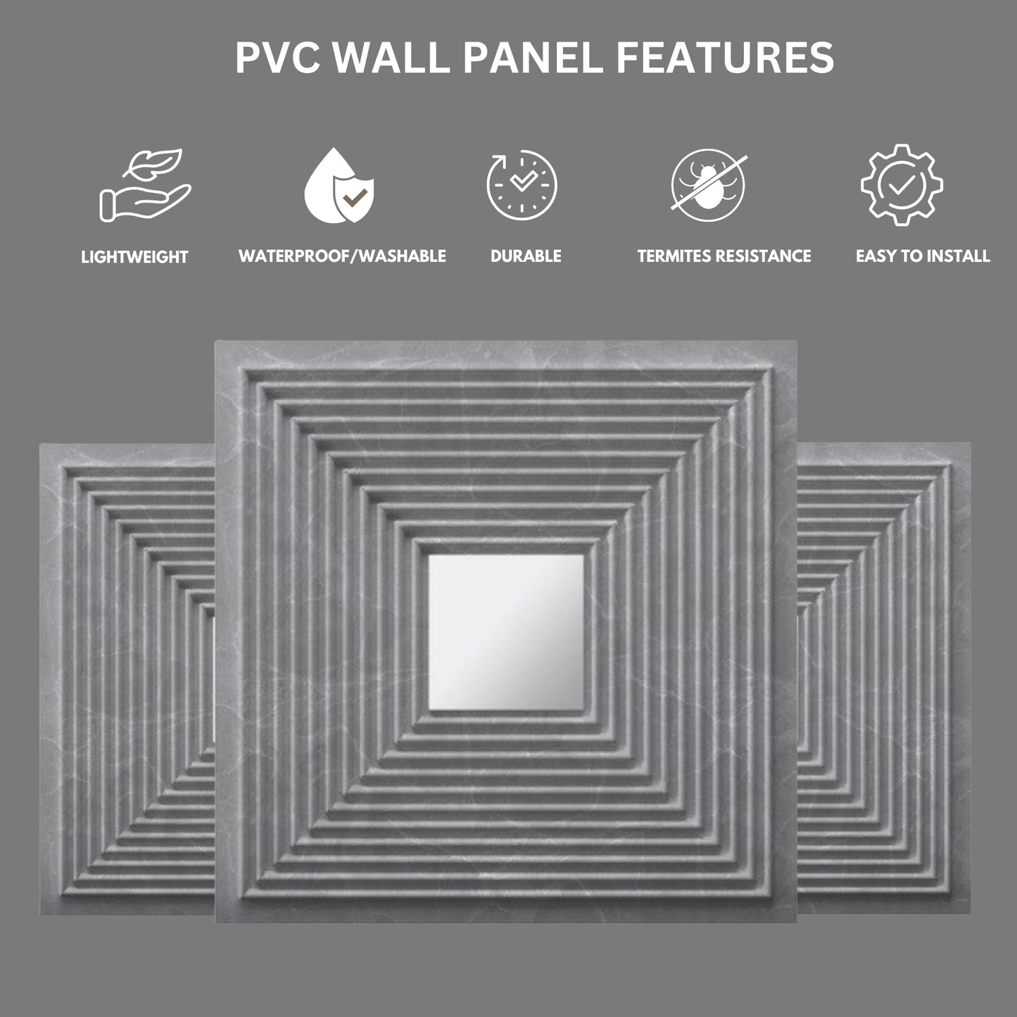 Grey Marble - Silver Self Adhesive Panels Line Design