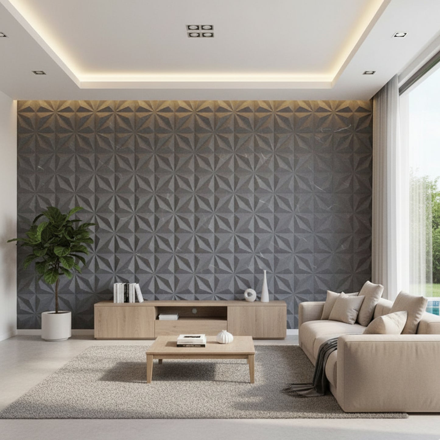 Grey Marble Crystal Design 3D Wall Panel View-2