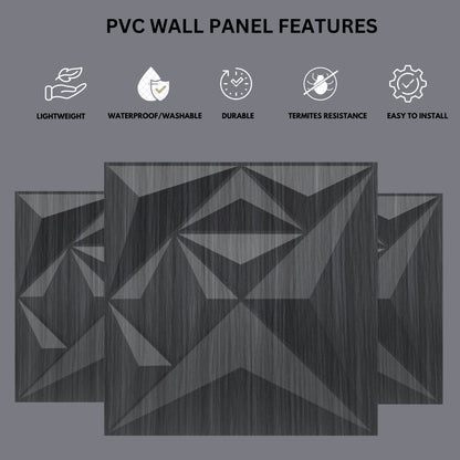 Grey Pine Wood Diamond Design 3D Wall Panel-3