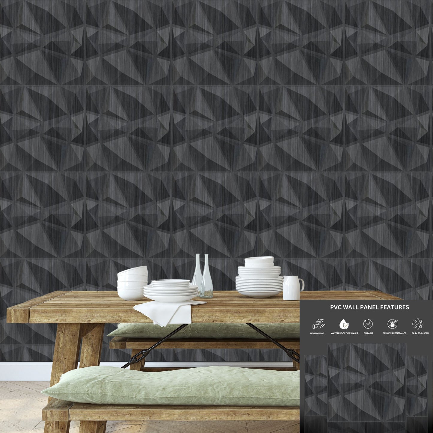 3D Wall Panels - PVC Stone Design 50X50 cm