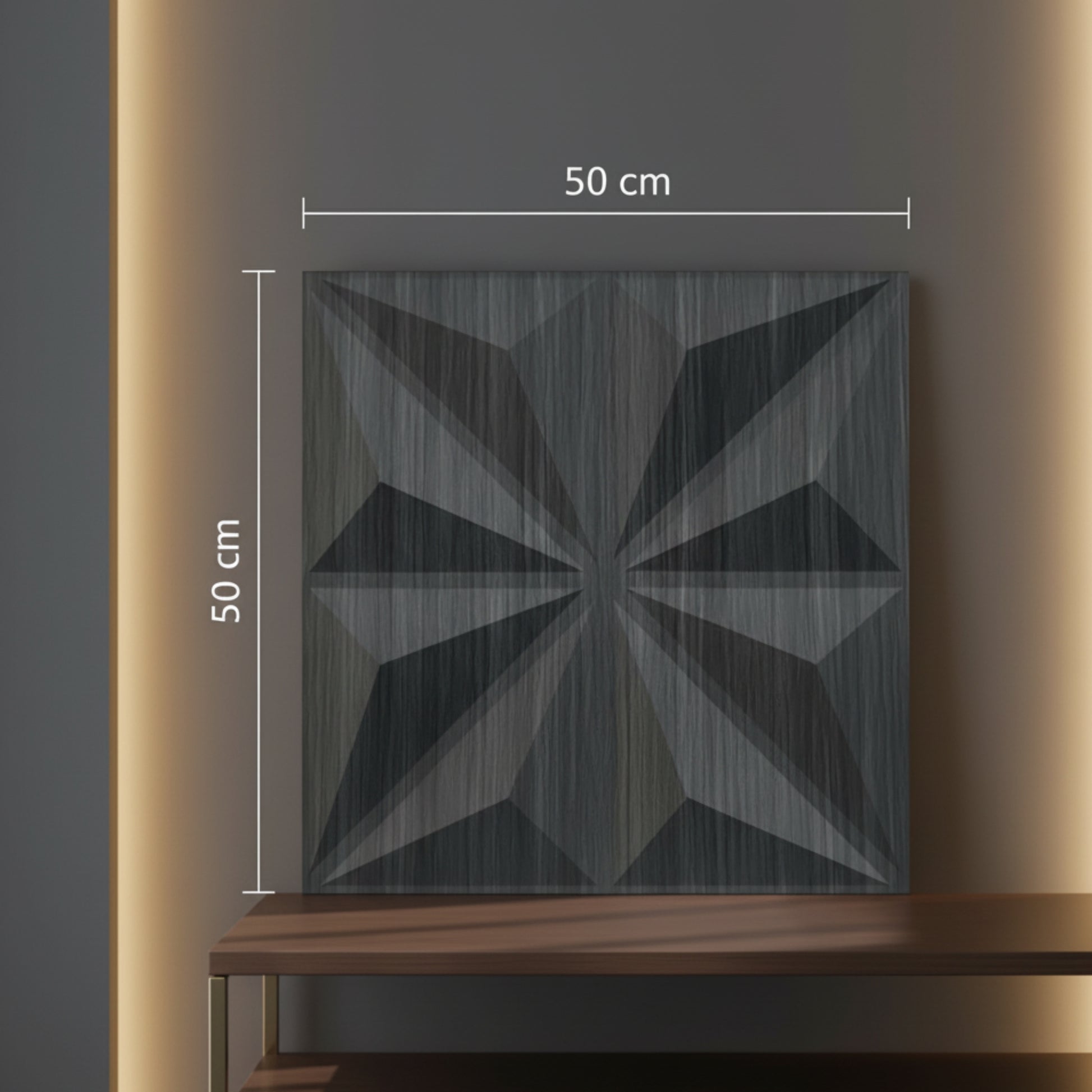 Grey Pine Wood Crystal Design 3D Wall Panel Front View-4