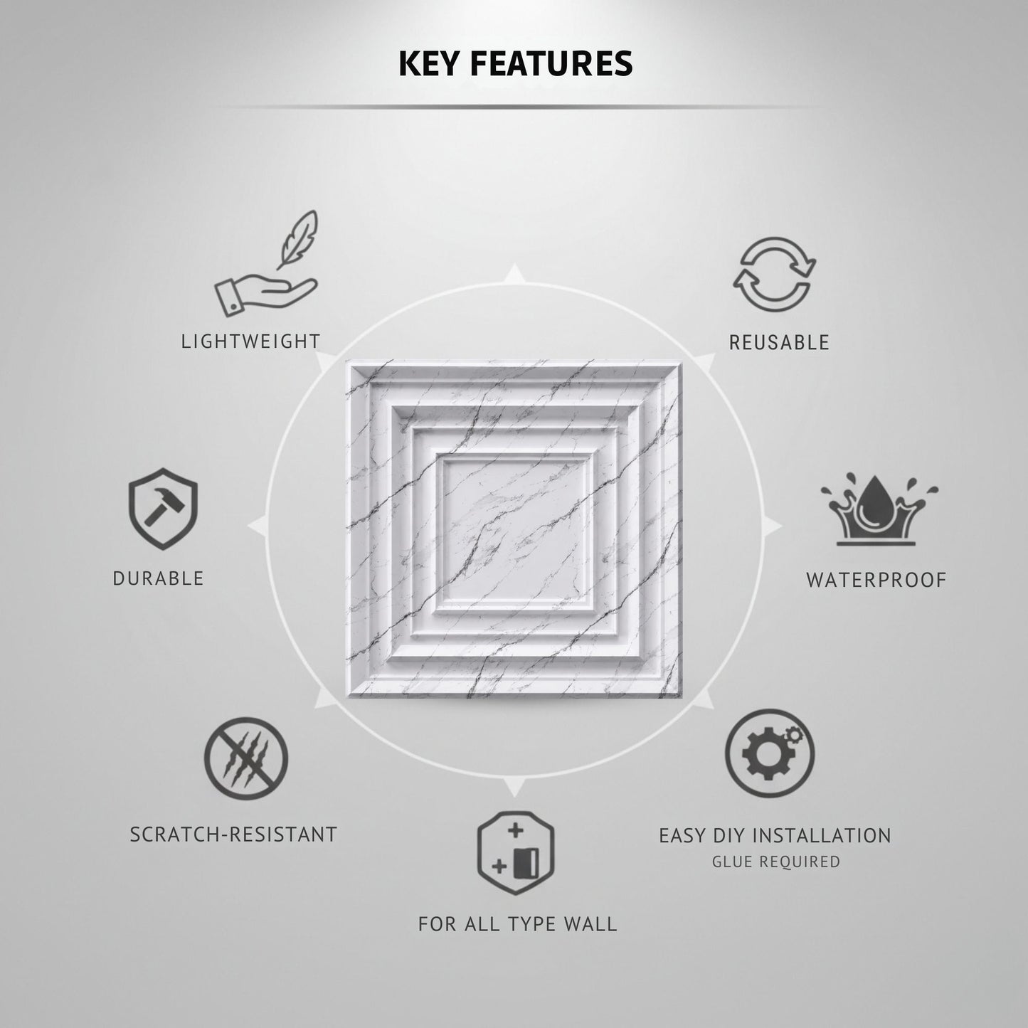 Imperial White 3D Wall Panels Accent Design2