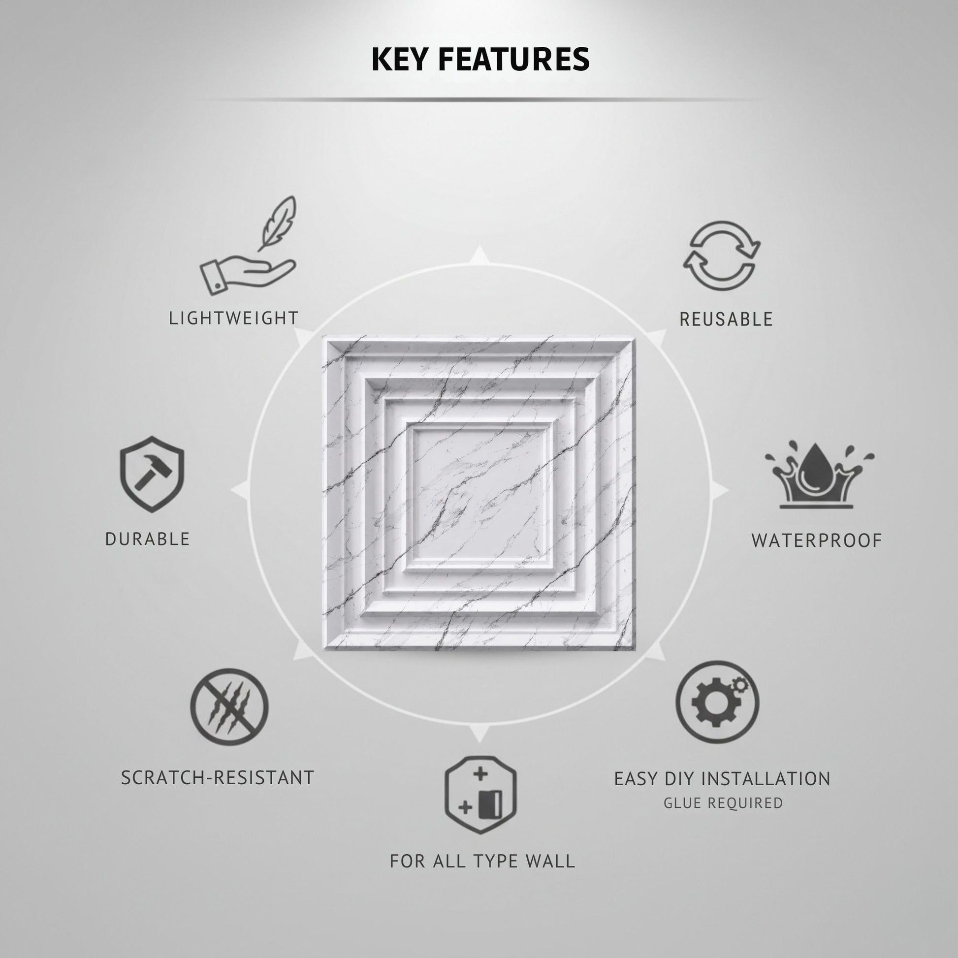 Imperial White 3D Wall Panels Accent Design2