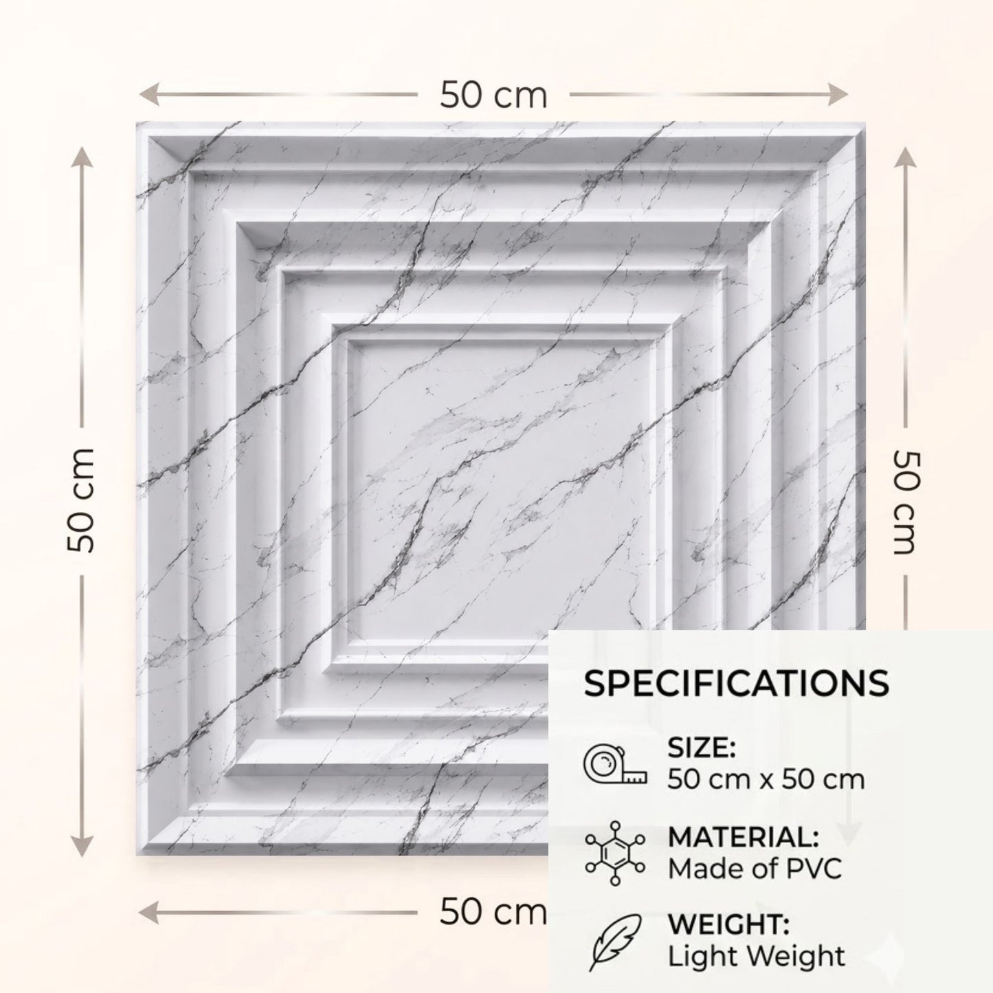 Imperial White 3D Wall Panels Accent Design3