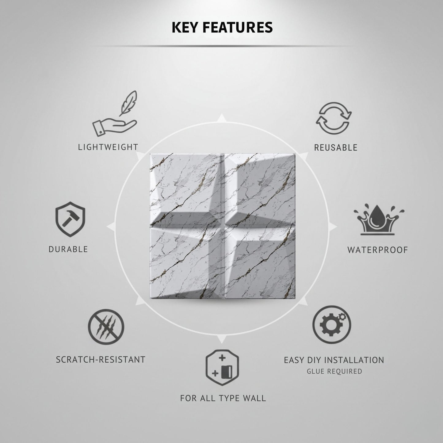 Imperial White 3D Wall Panels Cube Design-3