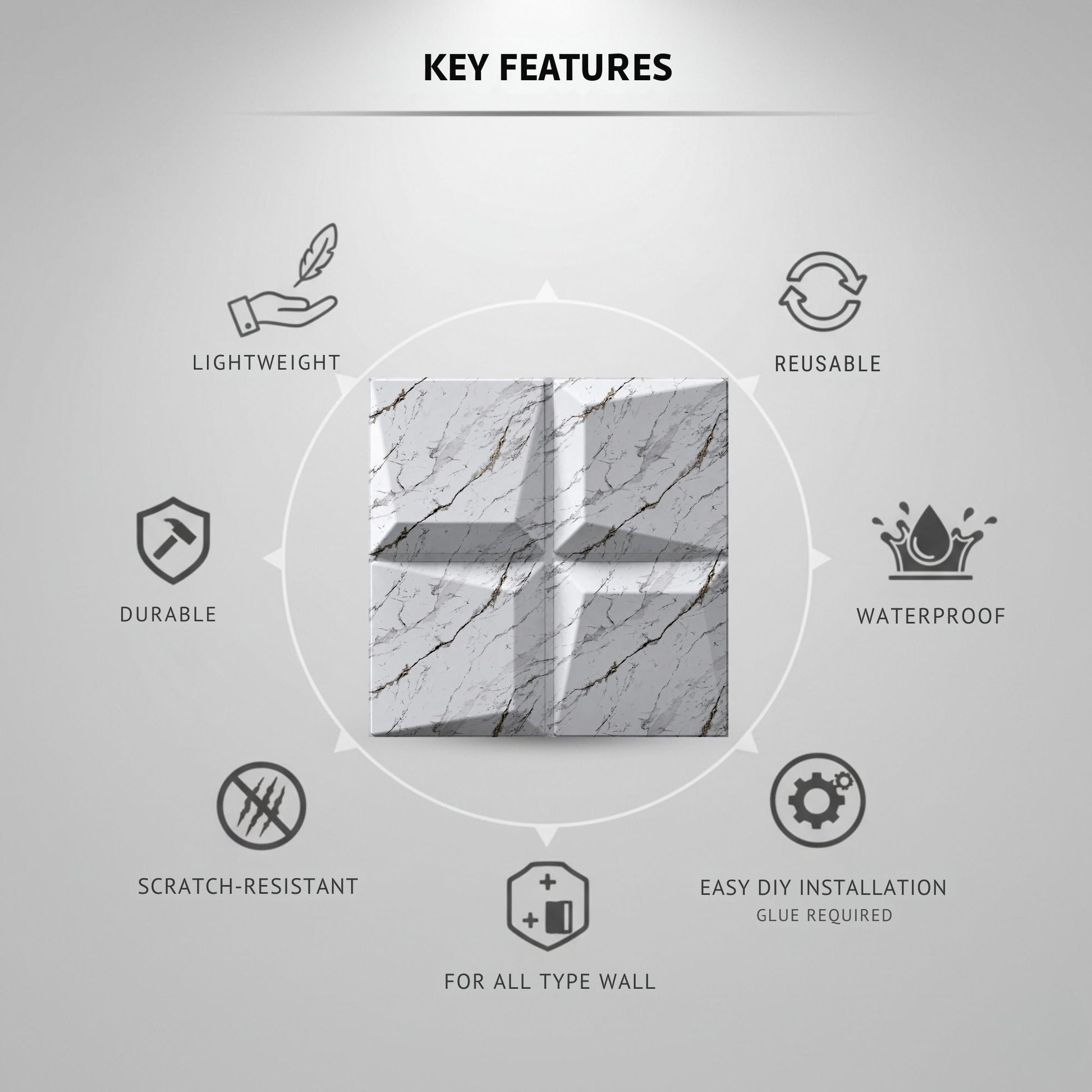 Imperial White 3D Wall Panels Cube Design-3