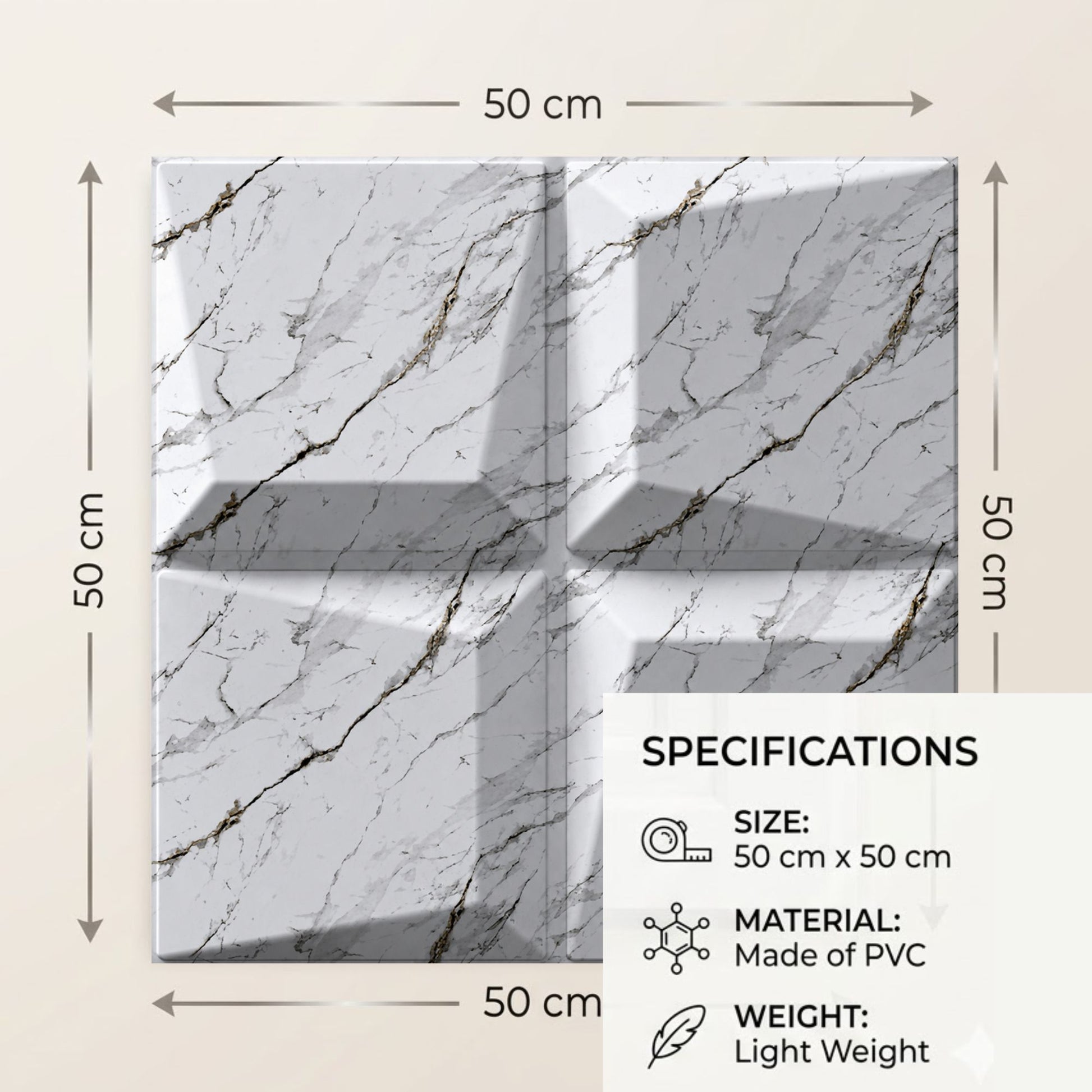 Imperial White 3D Wall Panels Cube Design-4