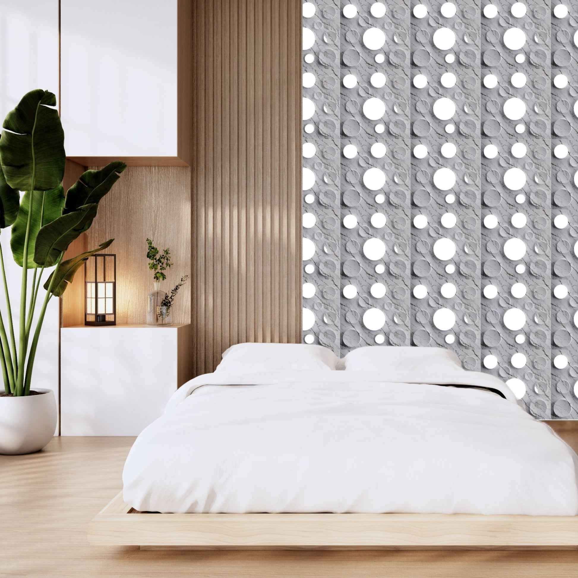Imperial White Acrylic Moon Design 3D Wall Panel-1