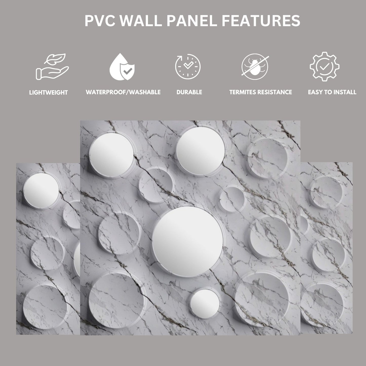 Imperial White Acrylic Moon Design 3D Wall Panel-3