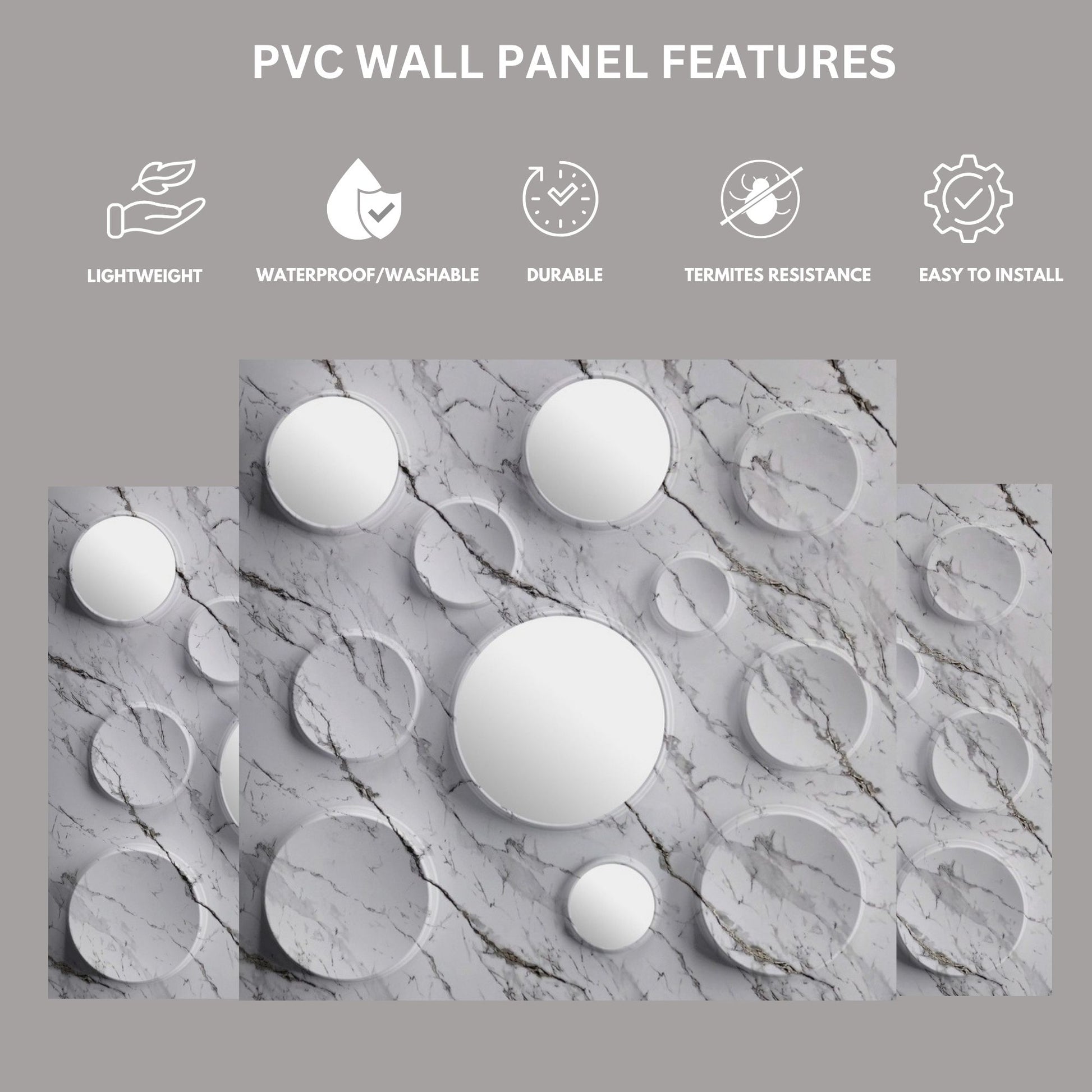 Imperial White Acrylic Moon Design 3D Wall Panel-3