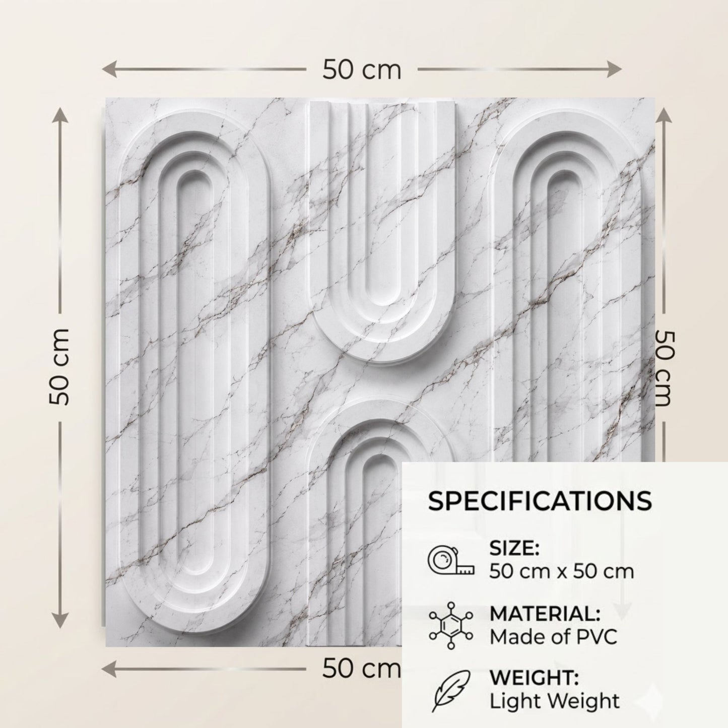 Imperial White Loops Design 3D Wall Panel-4