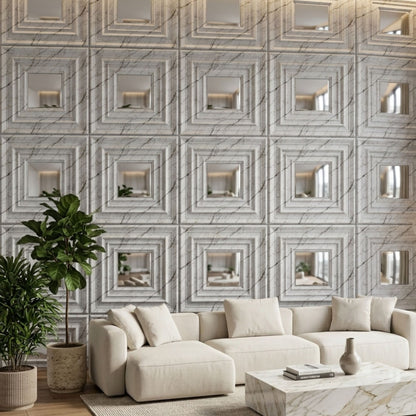 Imperial White Silver Accent Design Acrylic 3D Wall Panel-2