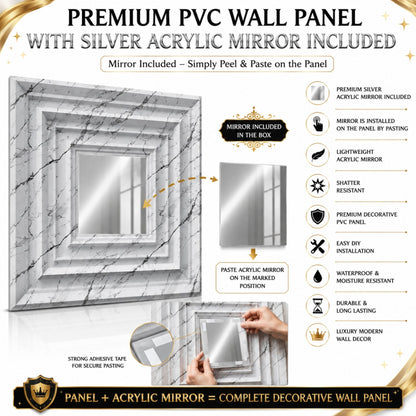 Imperial White Silver Accent Design Acrylic 3D Wall Panel-6
