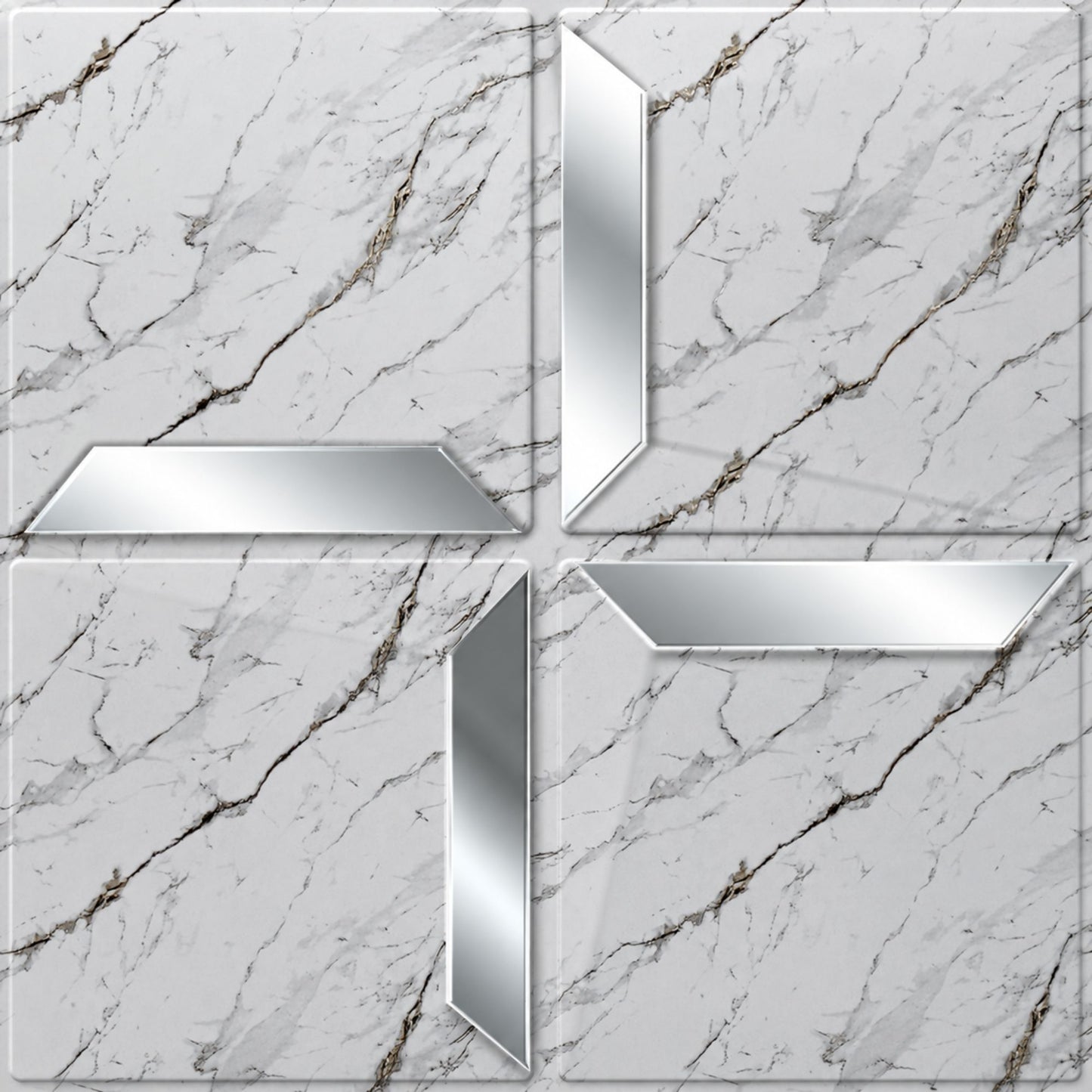 Imperial White Silver Acrylic Cube Design 3D Wall Panel