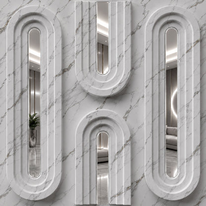 Imperial White Silver Acrylic Loops Design 3D Wall Panel
