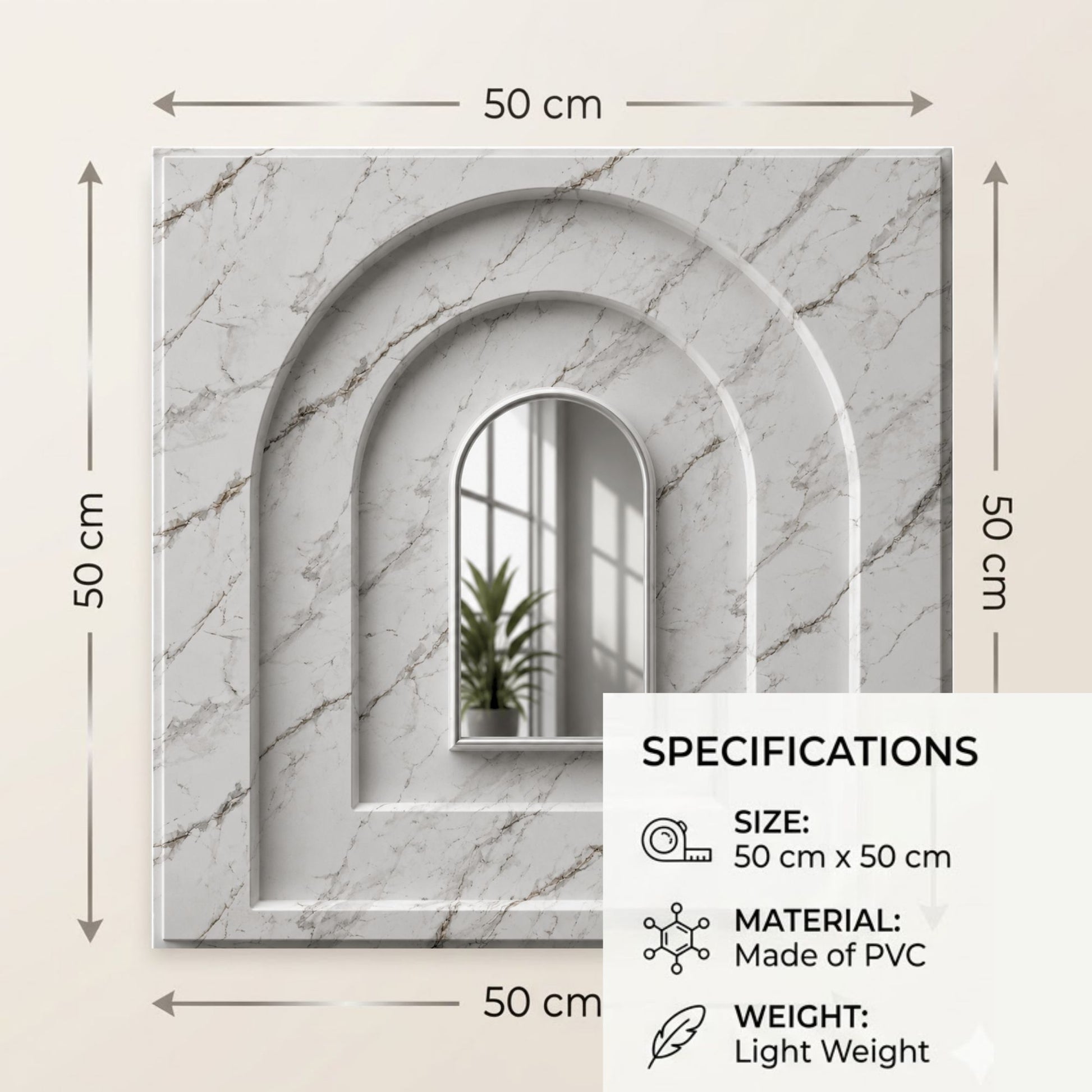 Imperial White Silver Archi Design Acrylic 3D Wall Panel-2
