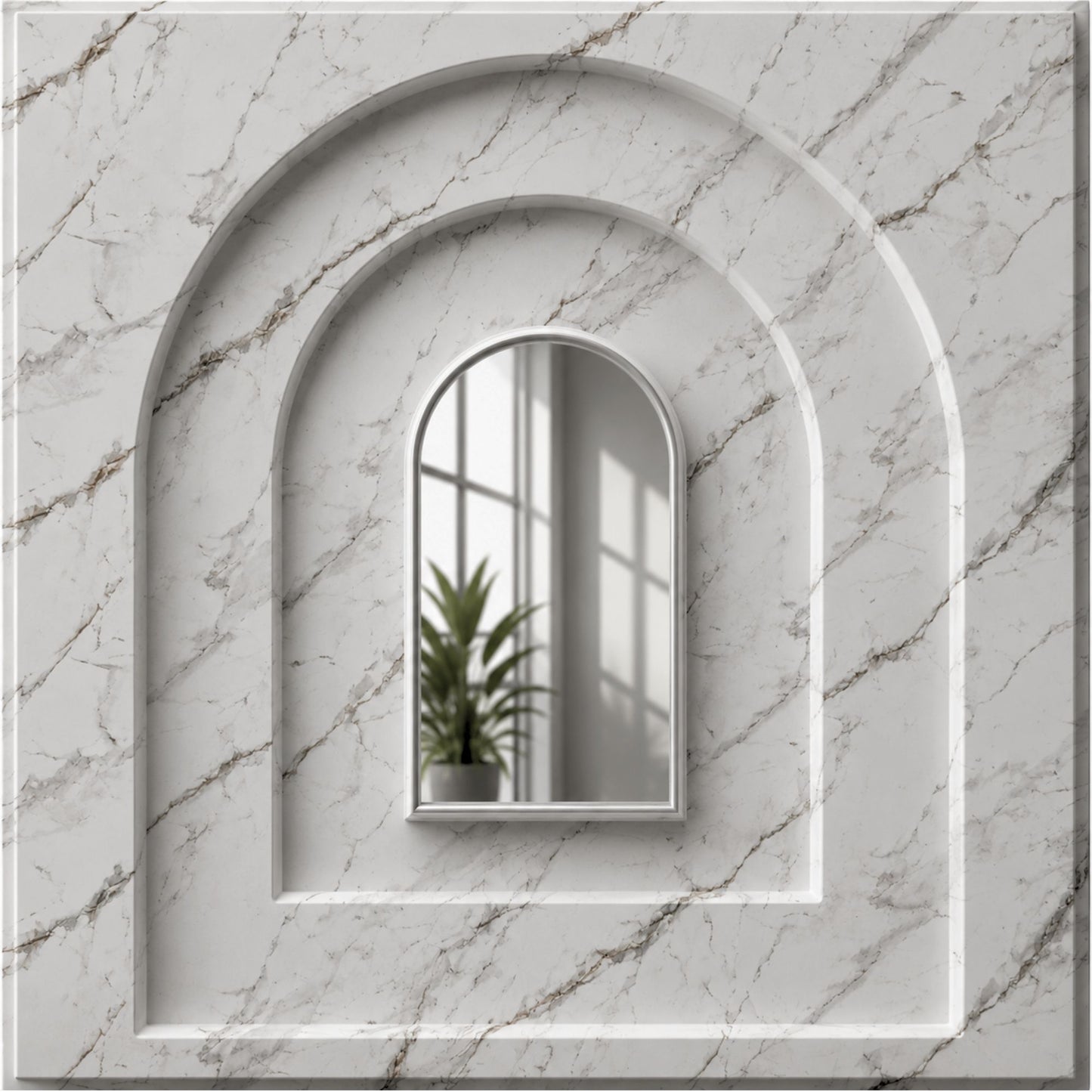Imperial White Silver Archi Design Acrylic 3D Wall Panel
