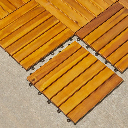 Interlocking Deck Tiles for Balcony & Outdoor Flooring for Terrace, Garden & Patio, Pack of 12