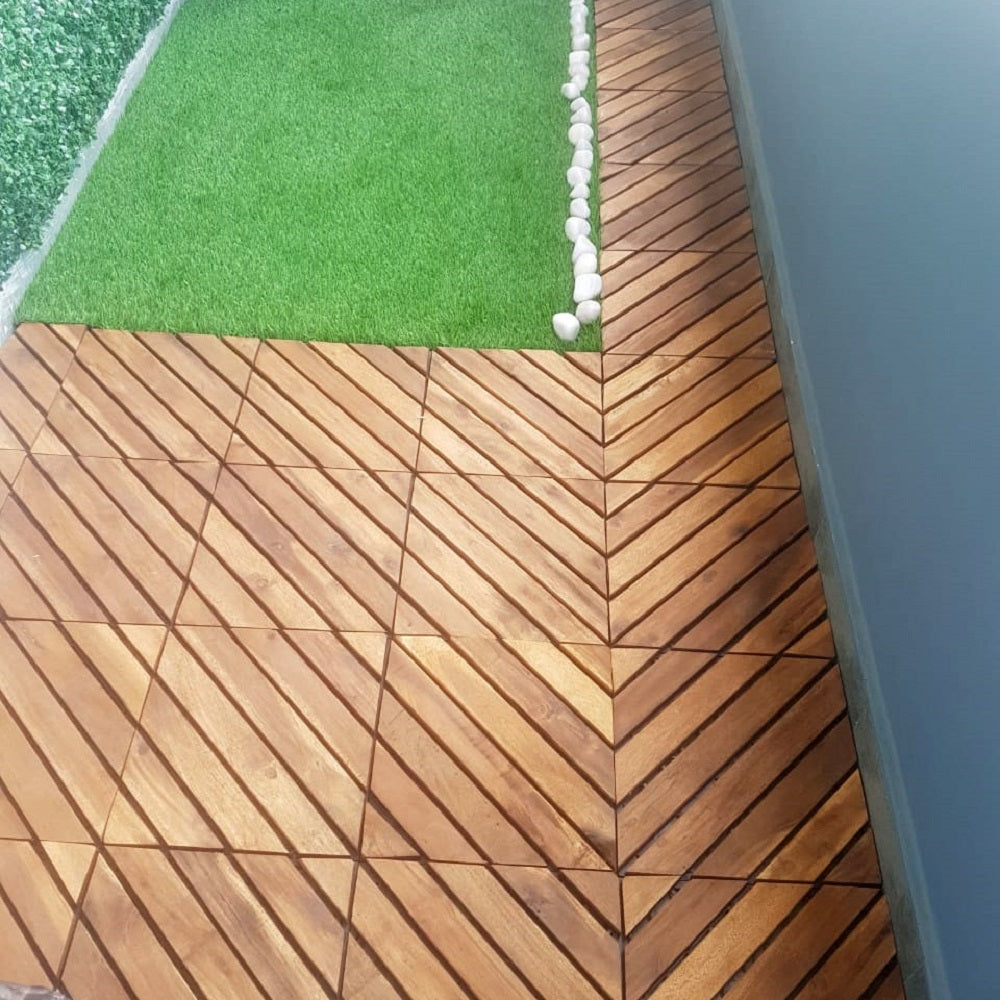 Interlocking Deck Tiles for Balcony & Outdoor Flooring for Terrace, Garden & Patio, Pack of 12
