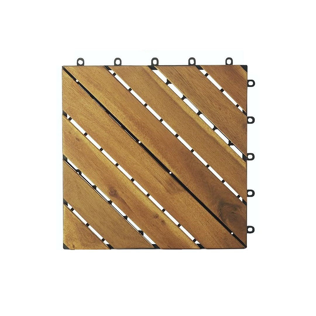Interlocking Deck Tiles for Balcony & Outdoor Flooring for Terrace, Garden & Patio, Pack of 12