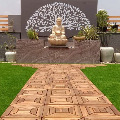 Interlocking Deck Tiles for Balcony & Outdoor Flooring for Terrace, Garden & Patio, Pack of 12