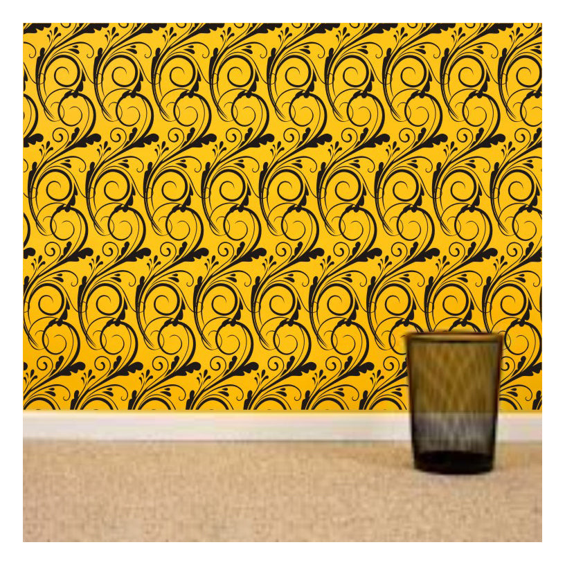 Swirl Floral Wall Design Stencil (KHS350)