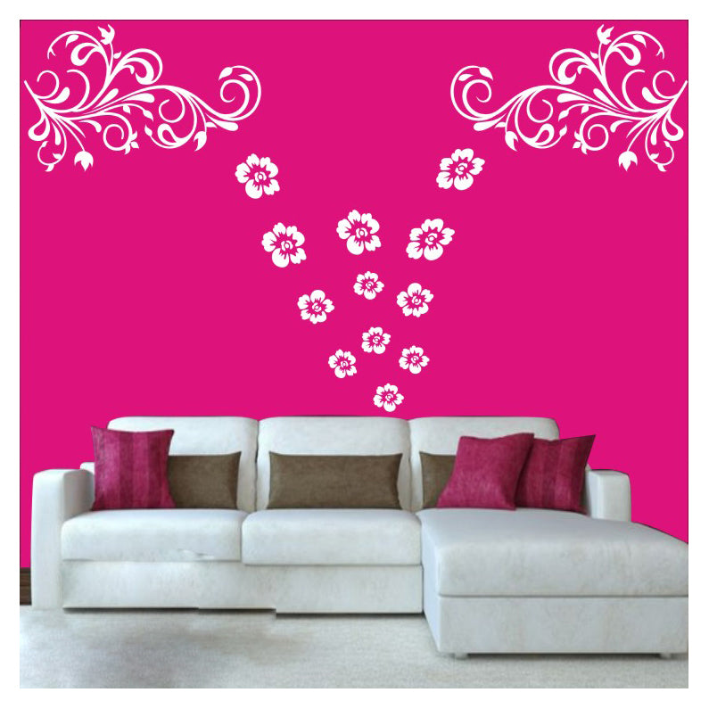 Swirl Flower Wall Design Stencil (KHS376)