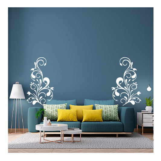 Swirl Flower Wall Design Stencil (KHS376)